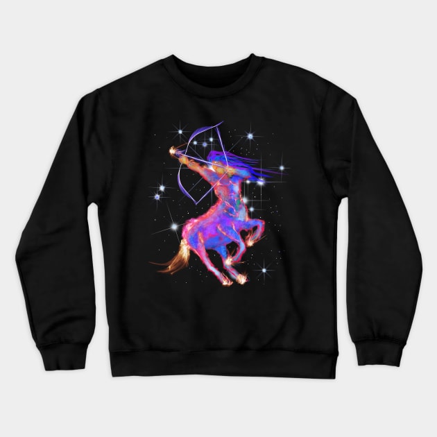 Sagittarius Centaur Horse Art Astrology Zodiac Design Crewneck Sweatshirt by starchildsdesigns